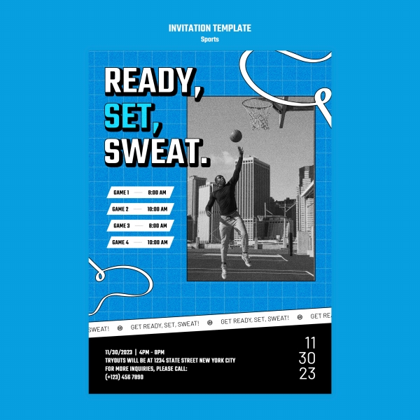 Basketball event invitation poster source file design download