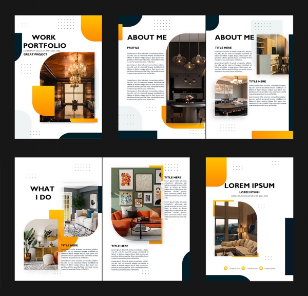 Interior design brochure interior page template design download