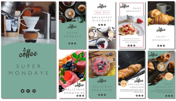 Coffee, pastry, food promotion INS template download