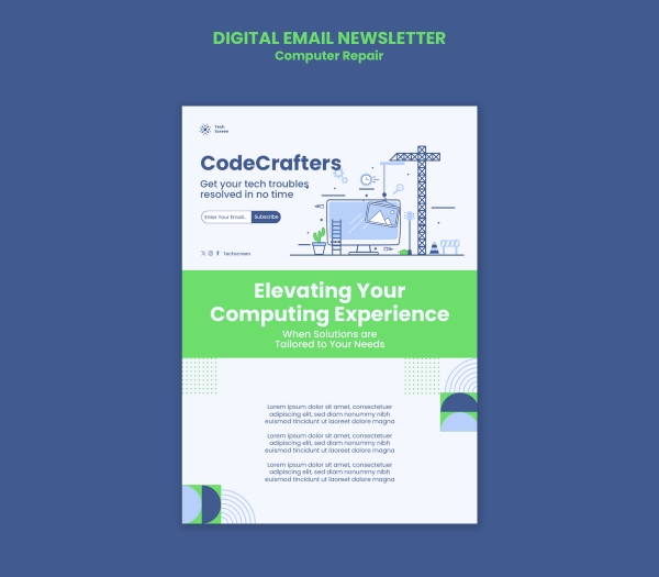 Computer repair flyer PSD material download