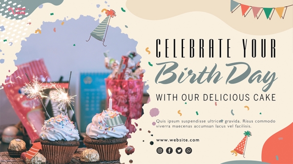 Cake shop birthday theme banner poster design download