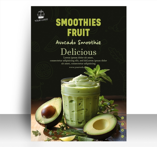 Fresh avocado smoothie food poster design download