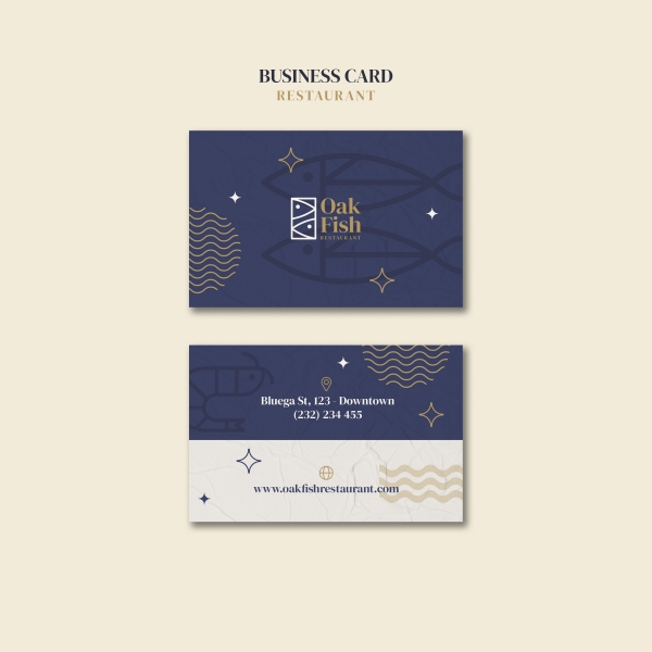 Seafood restaurant catering food business card PSD template download