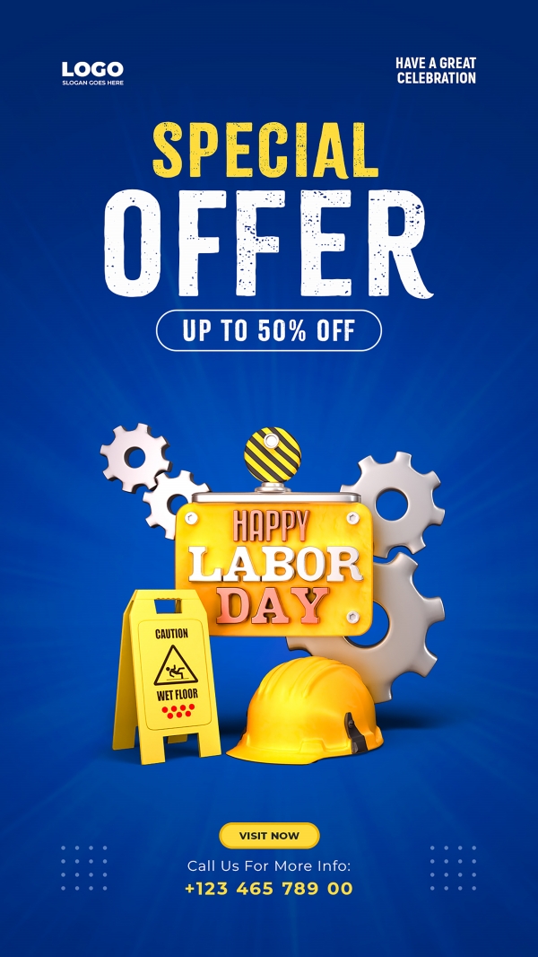 Labor Day maintenance service discount poster design download