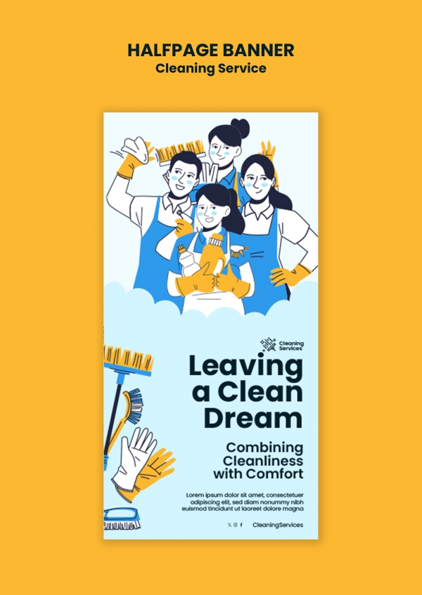 Housekeeping cleaning service vertical banner design download