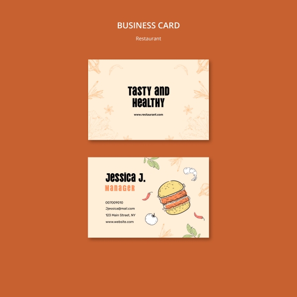 Hamburger catering food business card design download