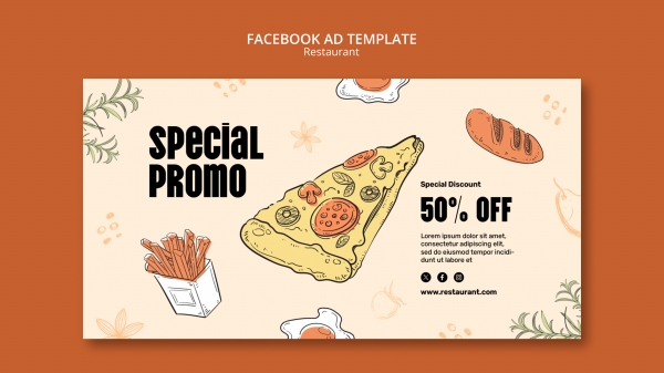 Hand-drawn illustration style food discount banner material download