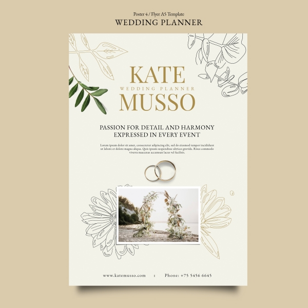 Simple style wedding invitation PSD template download