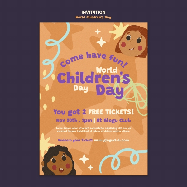 International Children's Day cartoon activity poster design download