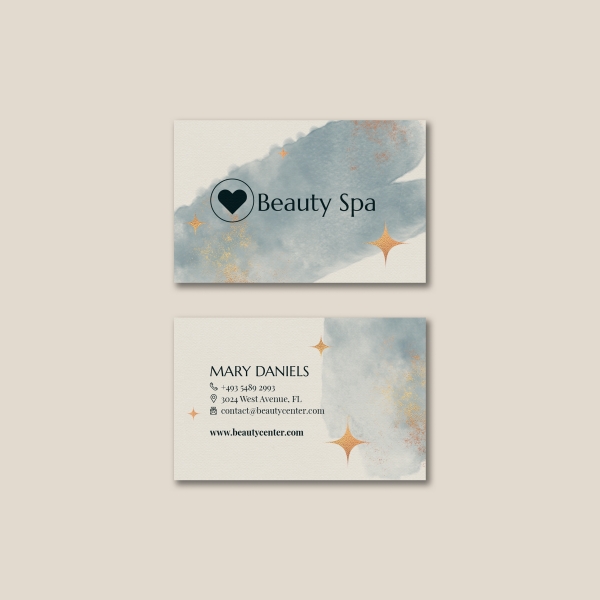 Watercolor smudge style spa beauty shop business card download