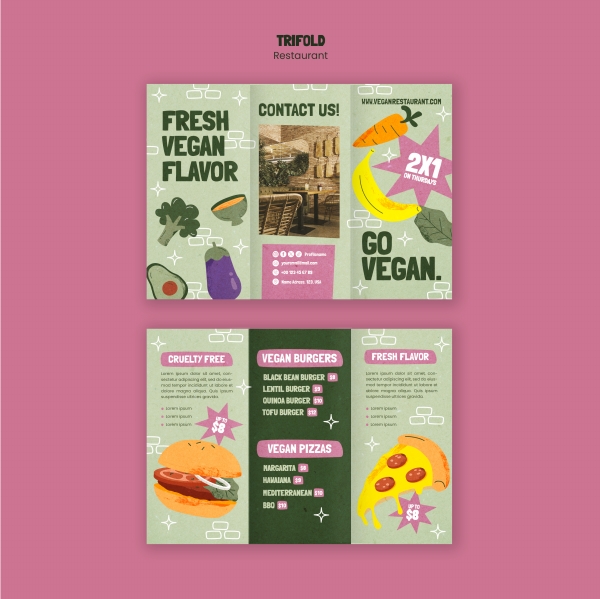 Food and Beverage and Food Triple Folding Template Material Download