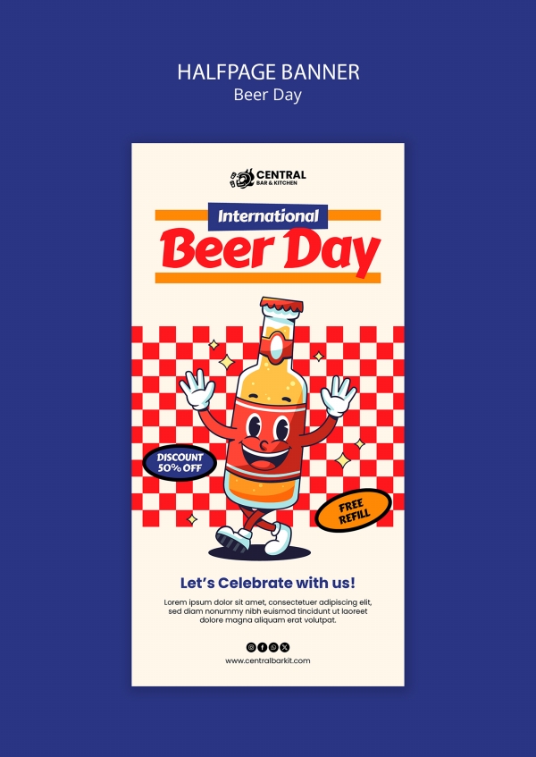 Cartoon illustration style Oktoberfest vertical banner download