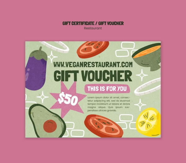Cartoon illustration style catering discount card design download