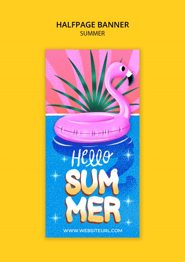 Summer vertical banner poster design download