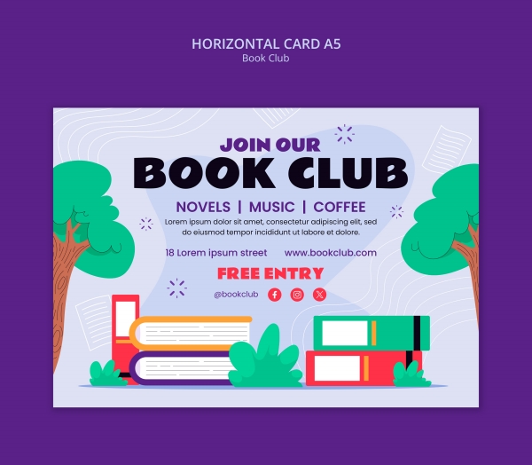 Book Club A5 flyer design download
