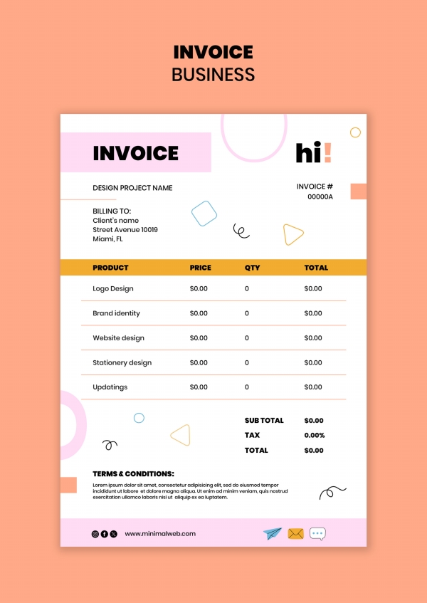 Business office consumer price list design download