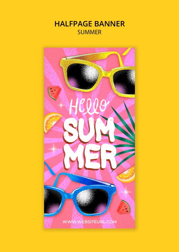Hello Summer Theme Vertical Banner Poster Design Download