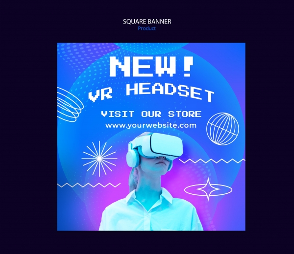 New VR glasses square banner design download