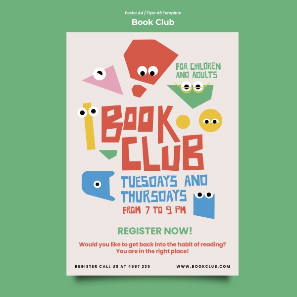 Book club activity poster creative design download