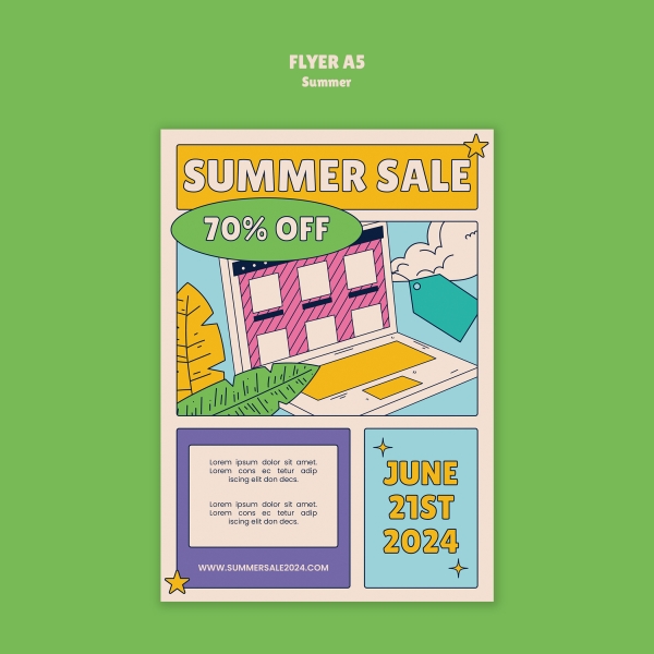 Summer promotion discount poster PSD source file download